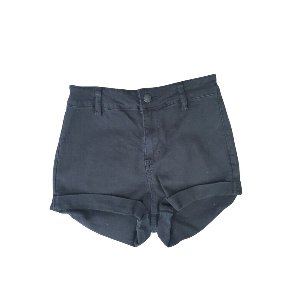 Bullhead Denim Co Womens Shorts 25 Black Super High Rise Short Cuffed Summer